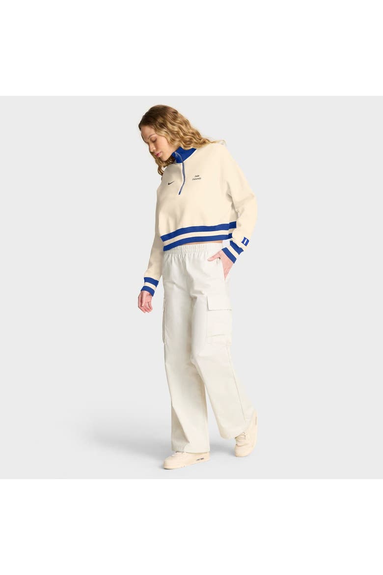 Women's Nike Tan Duke Blue Devils Legacy Half-Zip Sweatshirt, Alternate, color, Cream