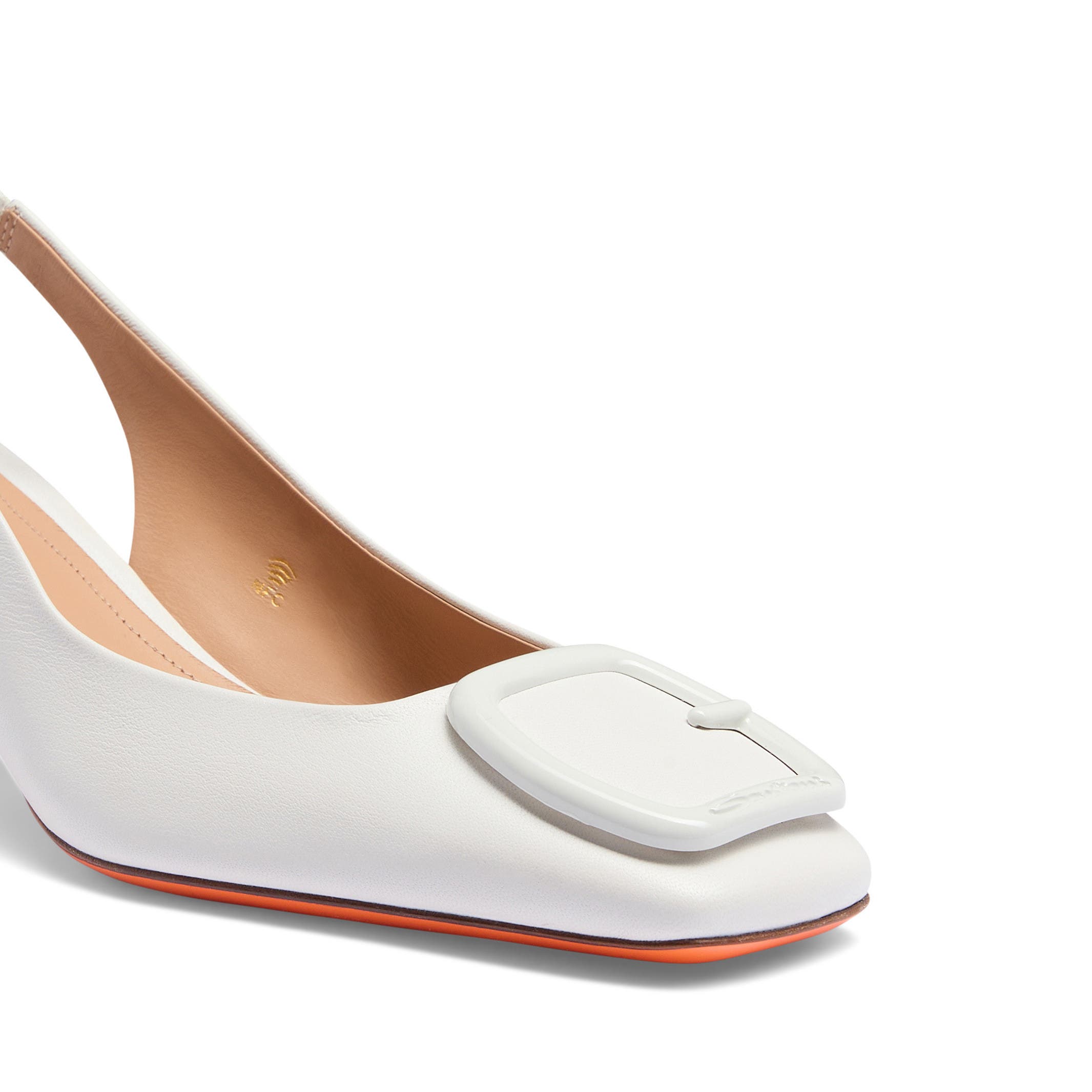 Women's mid-heel slingback, Alternate, color, White