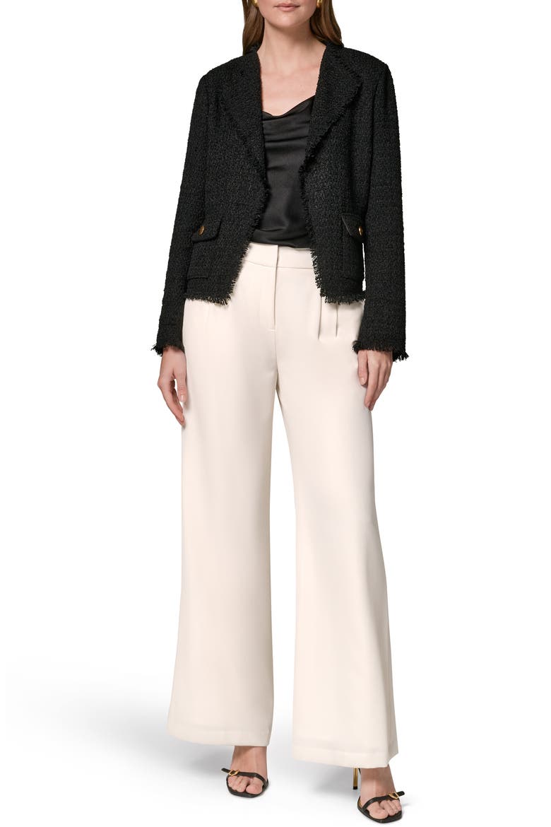 Open Front Tweed Jacket, Alternate, color, BLACK