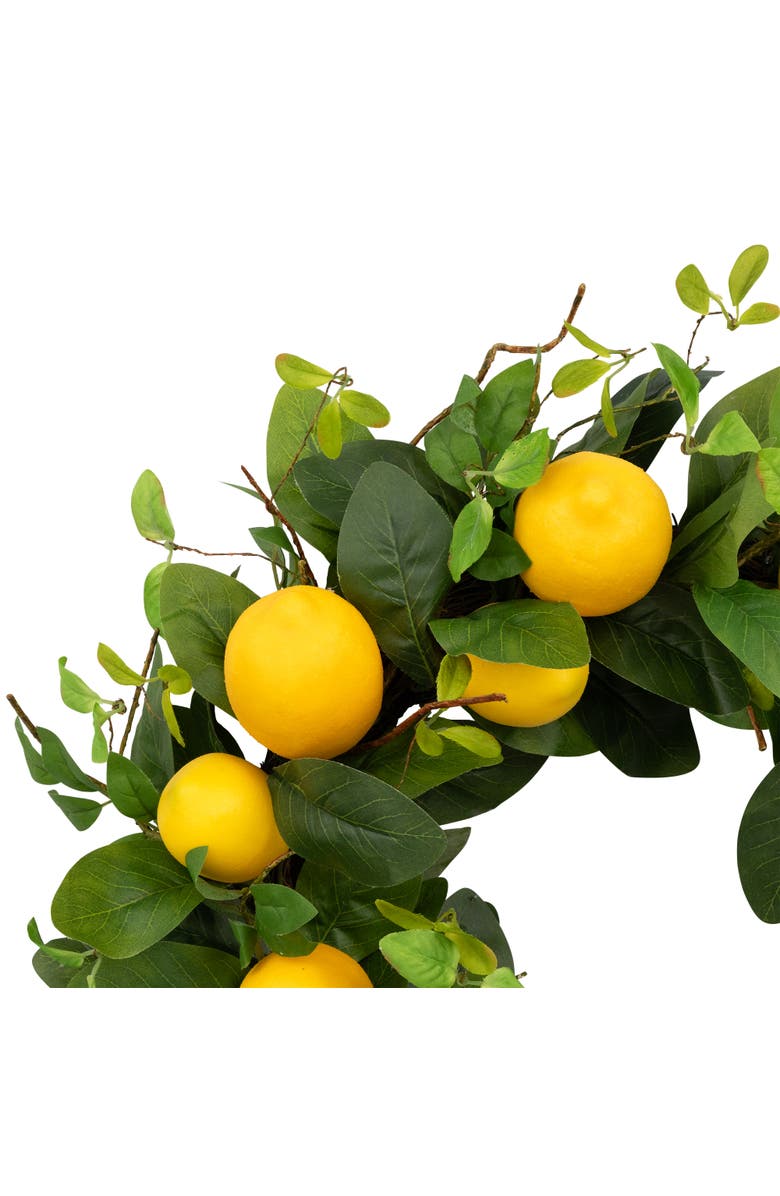 Northlight Lemons and Assorted Foliage Spring Wreath - 20" - Yellow, Alternate, color, Yellow
