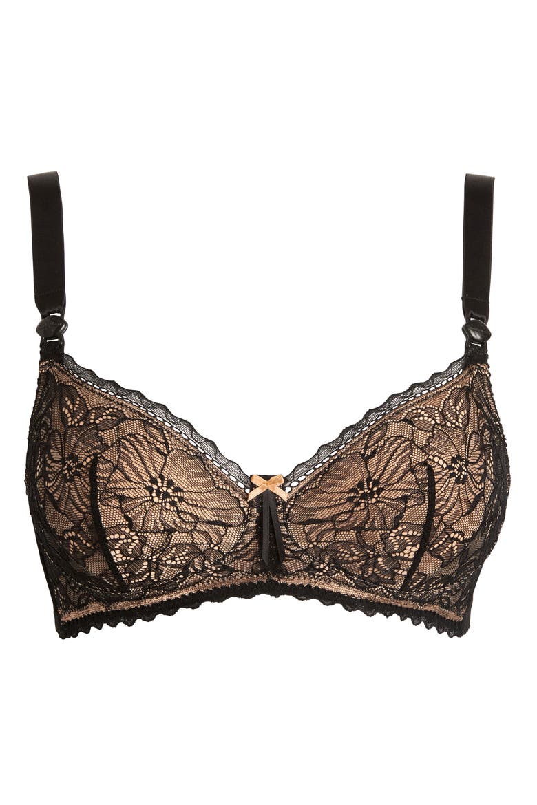 Iris Lace Maternity/Nursing Bra, Alternate, color, BLACK