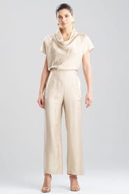 Natori Solid Silk Twill Pull On Straight Leg