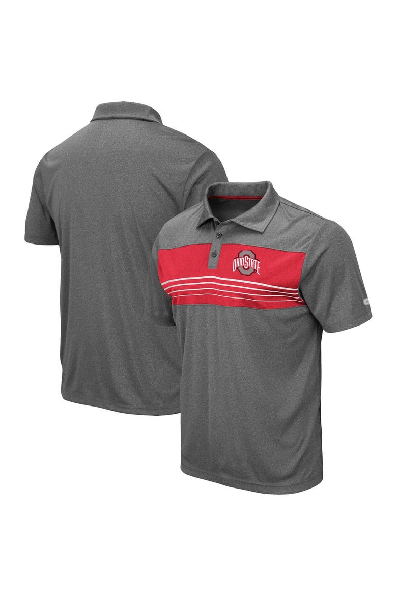 Men's Colosseum Heathered Charcoal Ohio State Buckeyes Smithers Polo, Main, color, Heather Charcoal