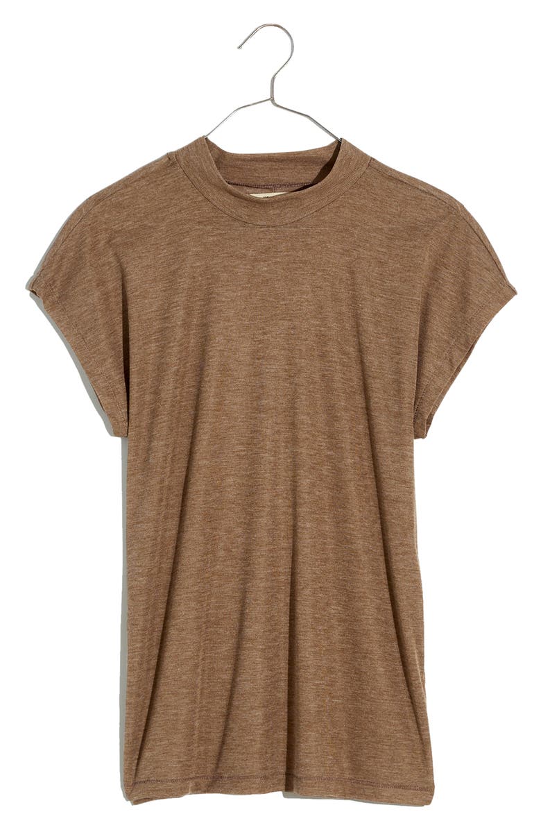 Madewell Sheer Ribbed Mock Neck T-Shirt, Alternate, color, 