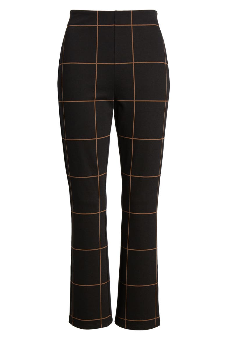 Ponte High Waist Kick Flare Pants, Alternate, color, BLACK TAN THIN GRID
