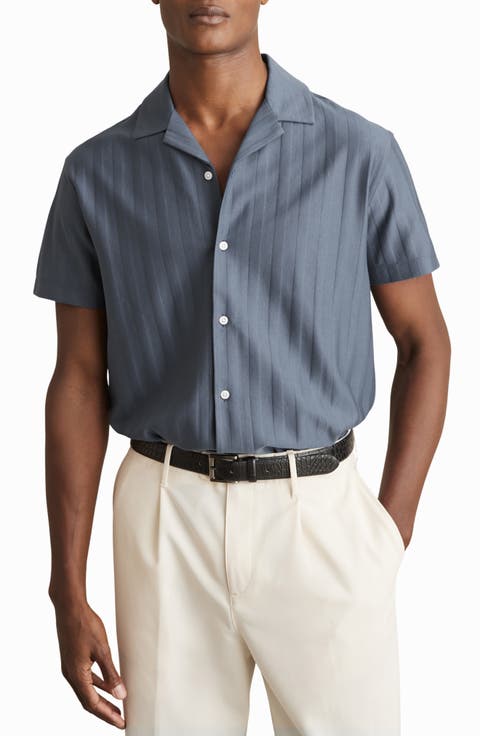 Sampson Textured Stripe Camp Shirt