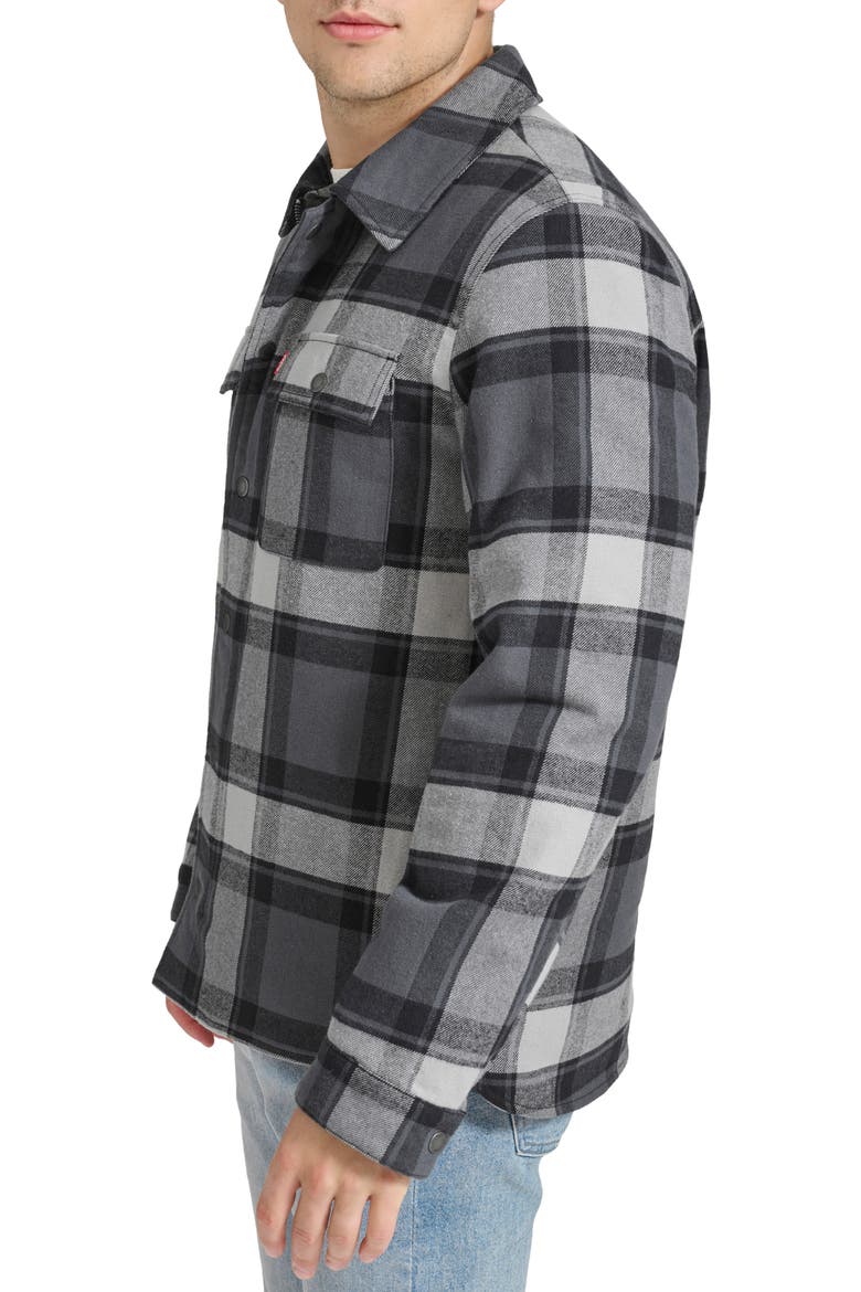 Quilt Lined Cotton Shacket, Alternate, color, GREY/ BLACK/ WHITE MULTI