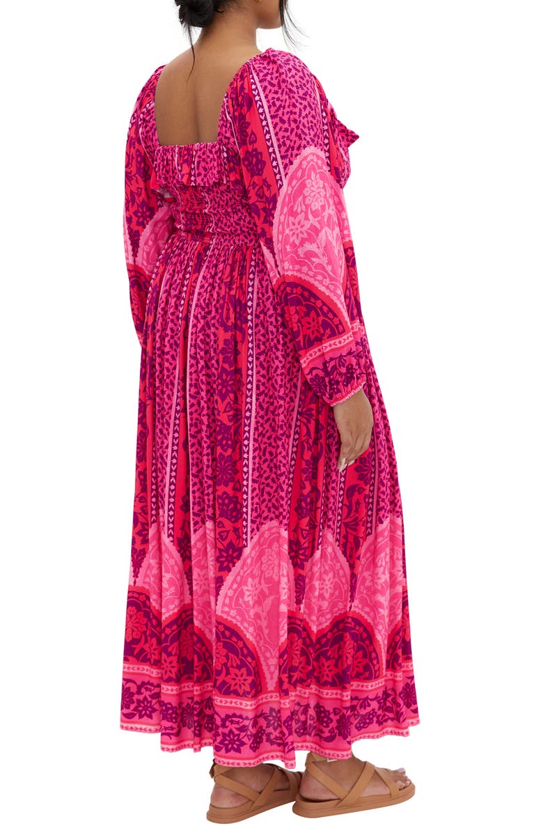 City Chic Estelle Print Long Sleeve Maxi Dress, Alternate, color, Field Of Dreams