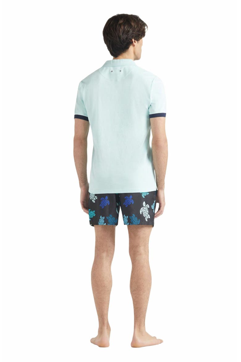 Men's Solid Cotton Polo, Alternate, color, PACIFIC