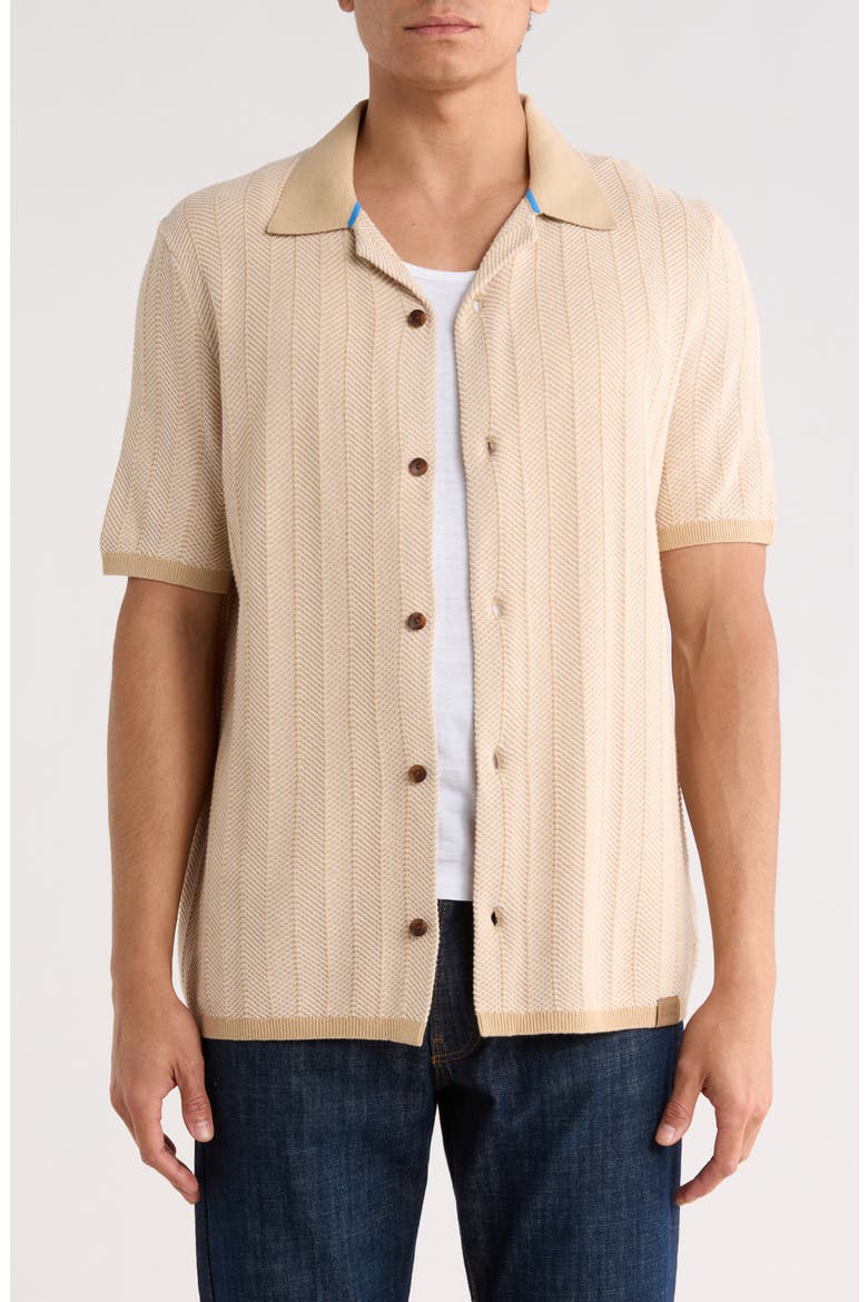 Button-Up Sweater Polo, Main, color, TRAVERTINE