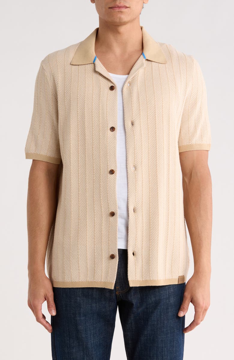 Scotch & Soda Button-Up Sweater Polo, Main, color, Travertine