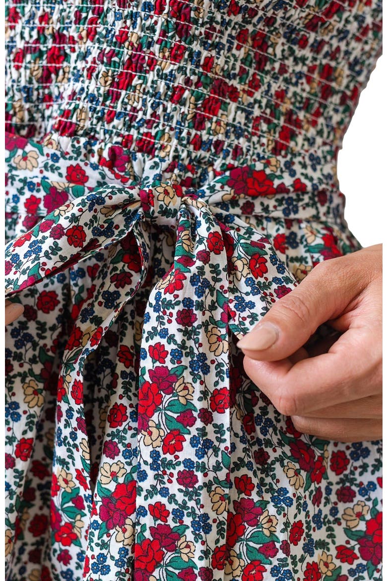 Women's Organic Smocked Ruffle Collar Dress, Alternate, color, Holiday Multi Floral