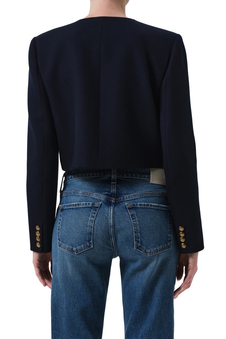 Sophia Crop Wool Jacket, Alternate, color, NAVY