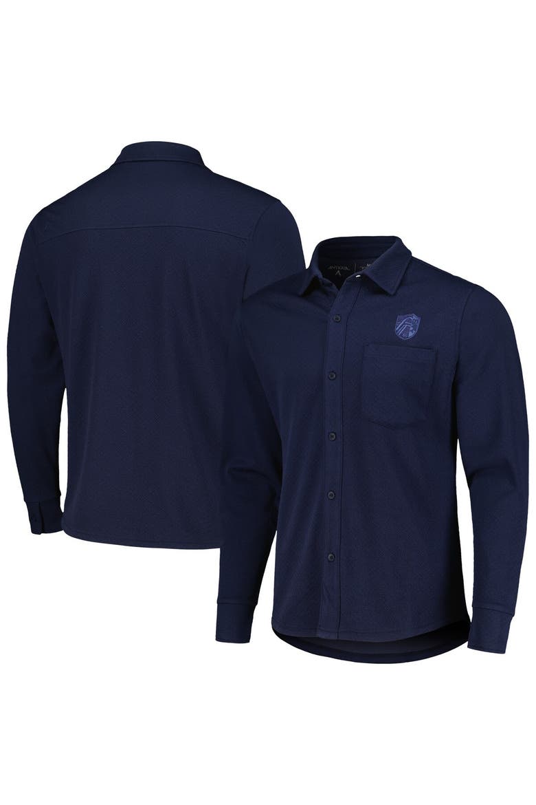 Men's Antigua Navy St. Louis City SC Streamer Diamond Button-Up Shacket, Main, color, Navy