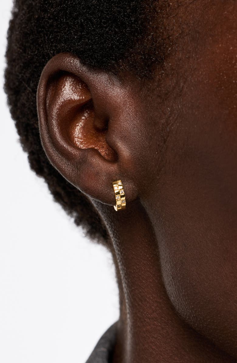 Ana Luisa Eden Cubic Zirconia Mini Huggie Hoop Earrings, Alternate, color, Gold / Clear