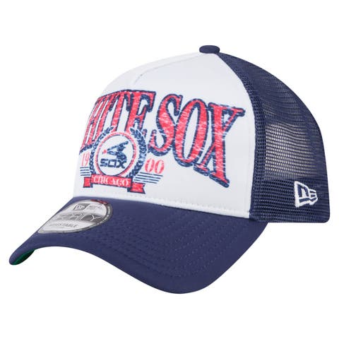 Men's New Era  White Chicago White Sox Distressed 9FORTY A-Frame Adjustable Trucker Hat