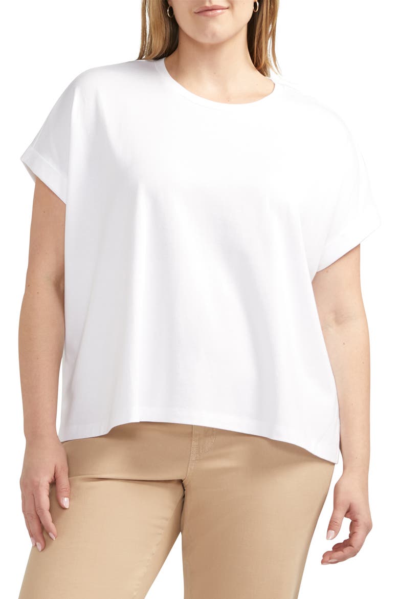 Drapey Cuff Cotton & Modal T-Shirt, Main, color, WHITE