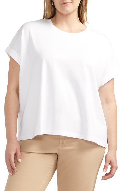 Drapey Cuff Cotton & Modal T-Shirt (Plus)