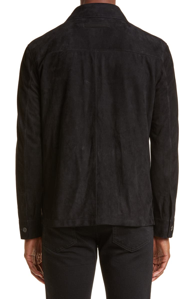 ZEGNA Suede Overshirt, Alternate, color, Black