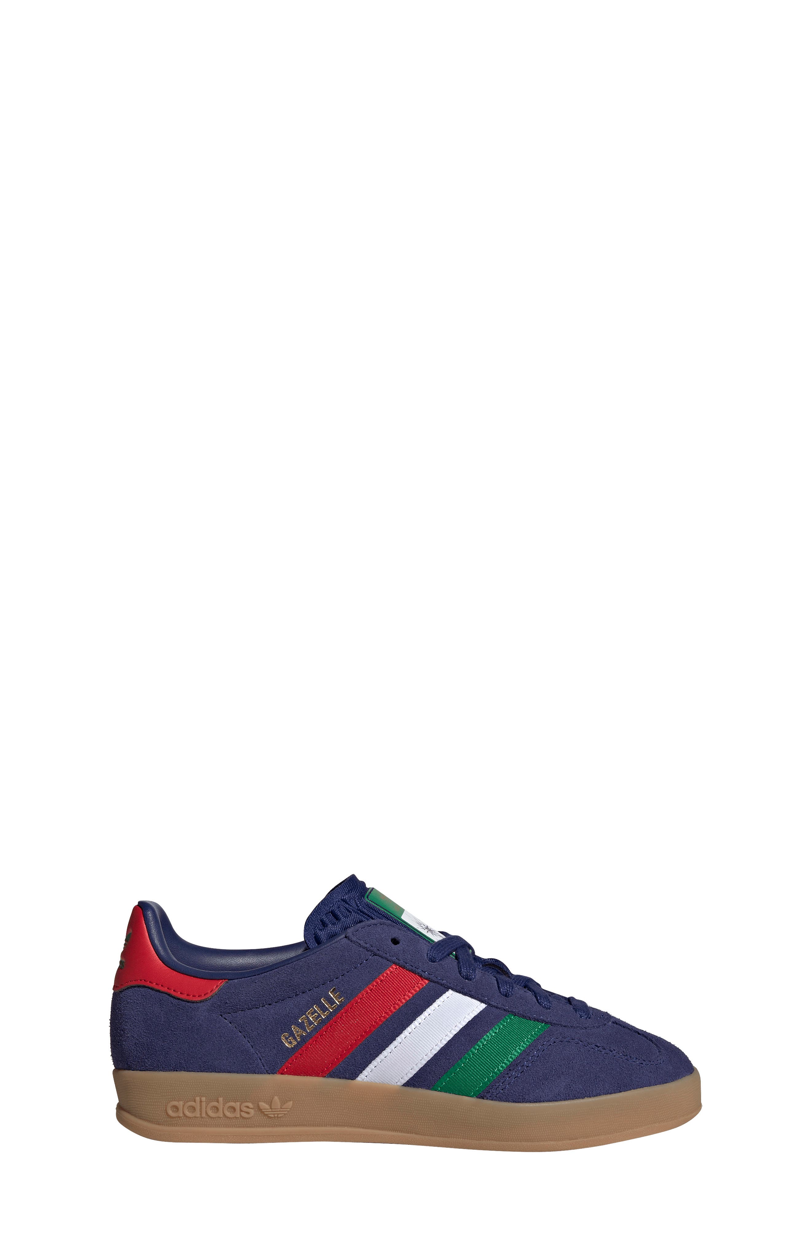adidas x FIFA Kids' Gazelle Indoor Sneaker, Alternate, color, Blue/ Green/ Scarlet