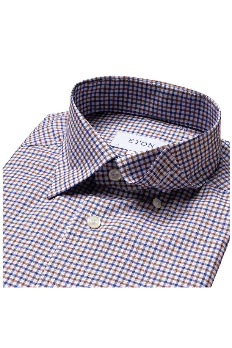Slim Fit Check Dress Shirt, Alternate, color, BROWN