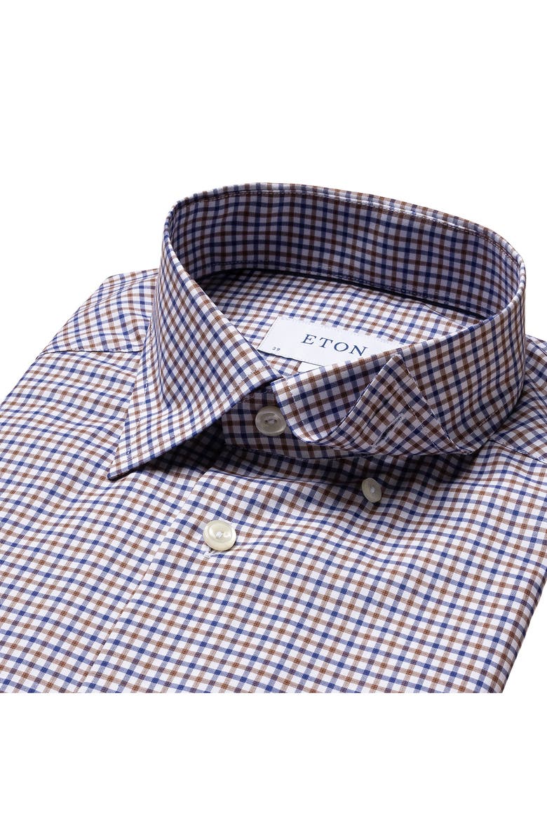 Eton Slim Fit Check Dress Shirt, Alternate, color, 