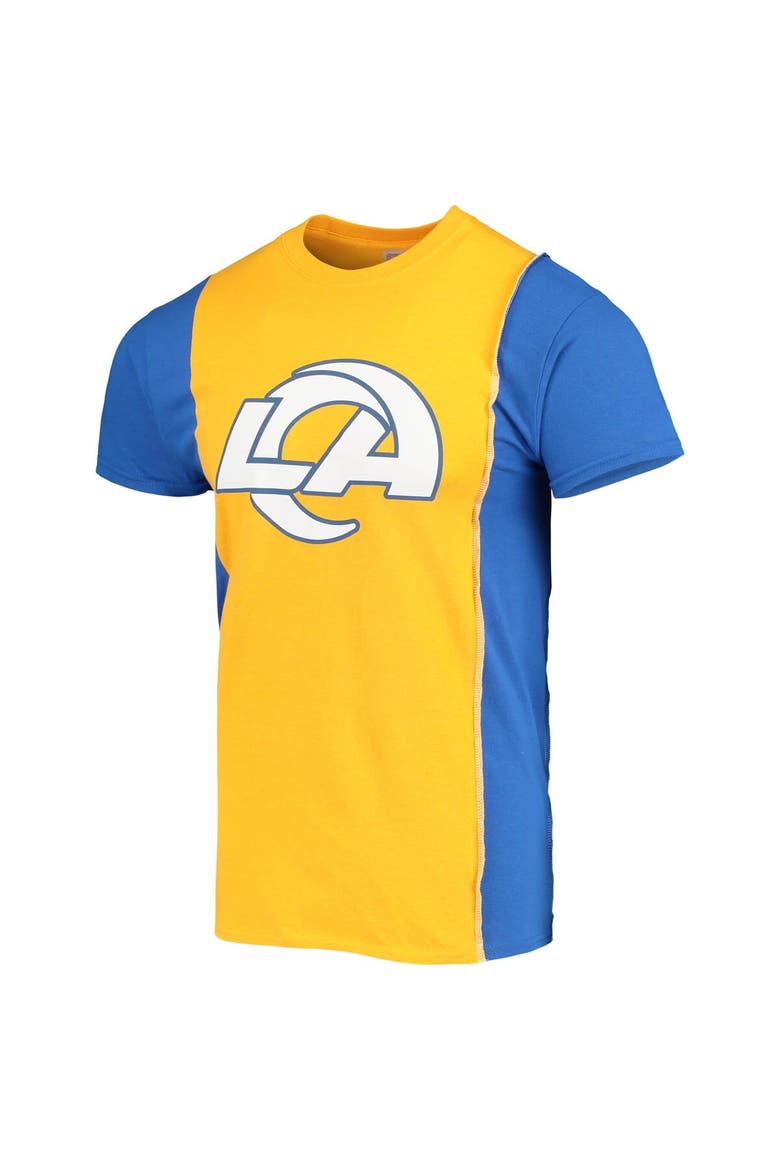 Men's Refried Apparel Gold/Royal Los Angeles Rams Sustainable Upcycled Split T-Shirt, Alternate, color, Gold