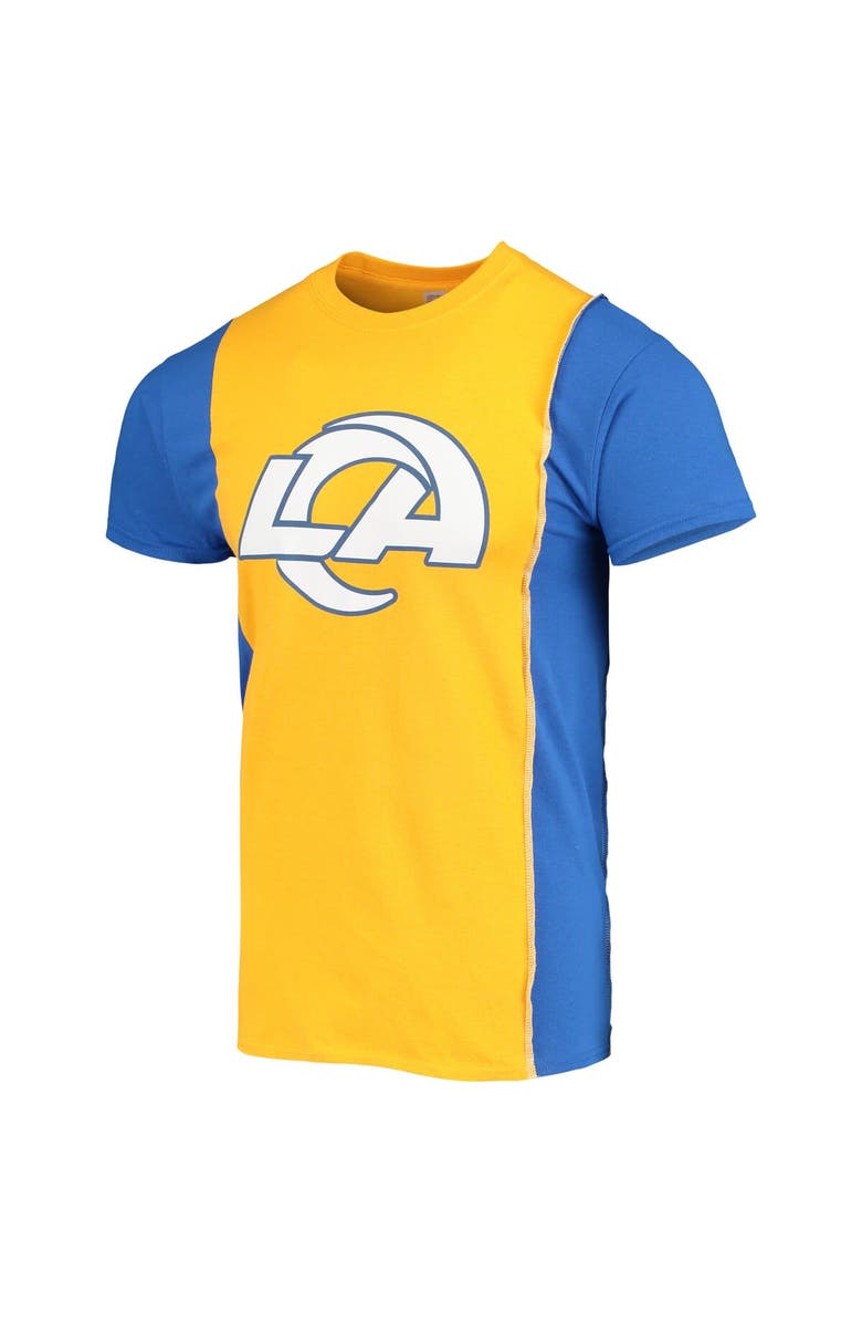 REFRIED APPAREL Men's Refried Apparel Gold/Royal Los Angeles Rams Sustainable Upcycled Split T-Shirt, Alternate, color, Gold