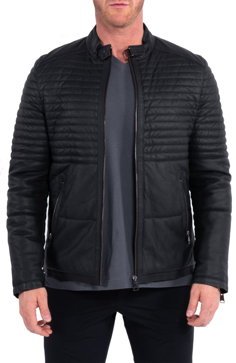 Maceoo Quilted Leather Jacket, Main, color, Black