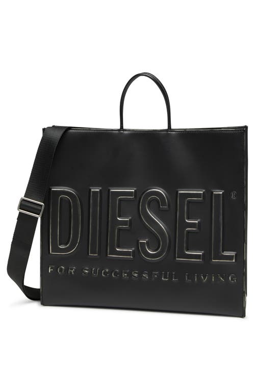 Diesel ® Dsl 3d Logo Faux Leather Tote In Black