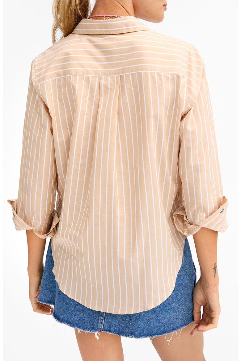 Suzette Cotton & Silk Blend Button-Up Shirt, Alternate, color, SAND/ CREAM