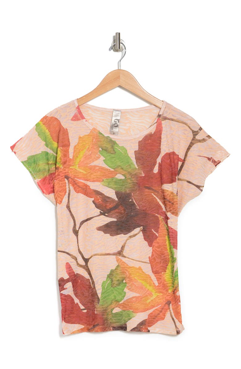 GO COUTURE Burnout Cap Sleeve Dolman T-Shirt, Alternate, color, Black Print 1