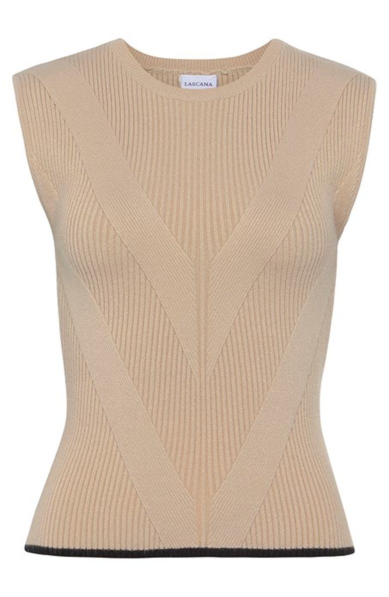LASCANA Women's Knit Pattern Sweater Vest, Alternate, color, Beige