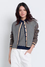 Central Park West Marlo Mixed Check Cardigan