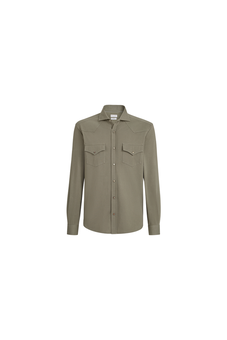 Cotton piqué Western shirt, Alternate, color, Military