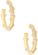 Ettika Imitation Pearl Hoop Earrings