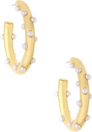 Ettika Imitation Pearl Hoop Earrings