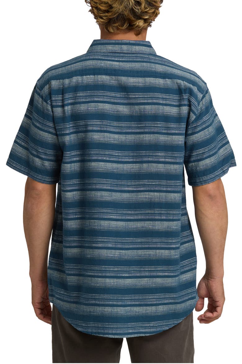 All Day Stripe Short Sleeve Button-Up Shirt, Alternate, color, DARK DENIM