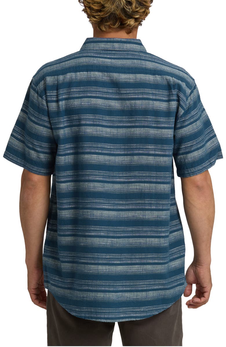 Billabong All Day Stripe Short Sleeve Button-Up Shirt, Alternate, color, Dark Denim