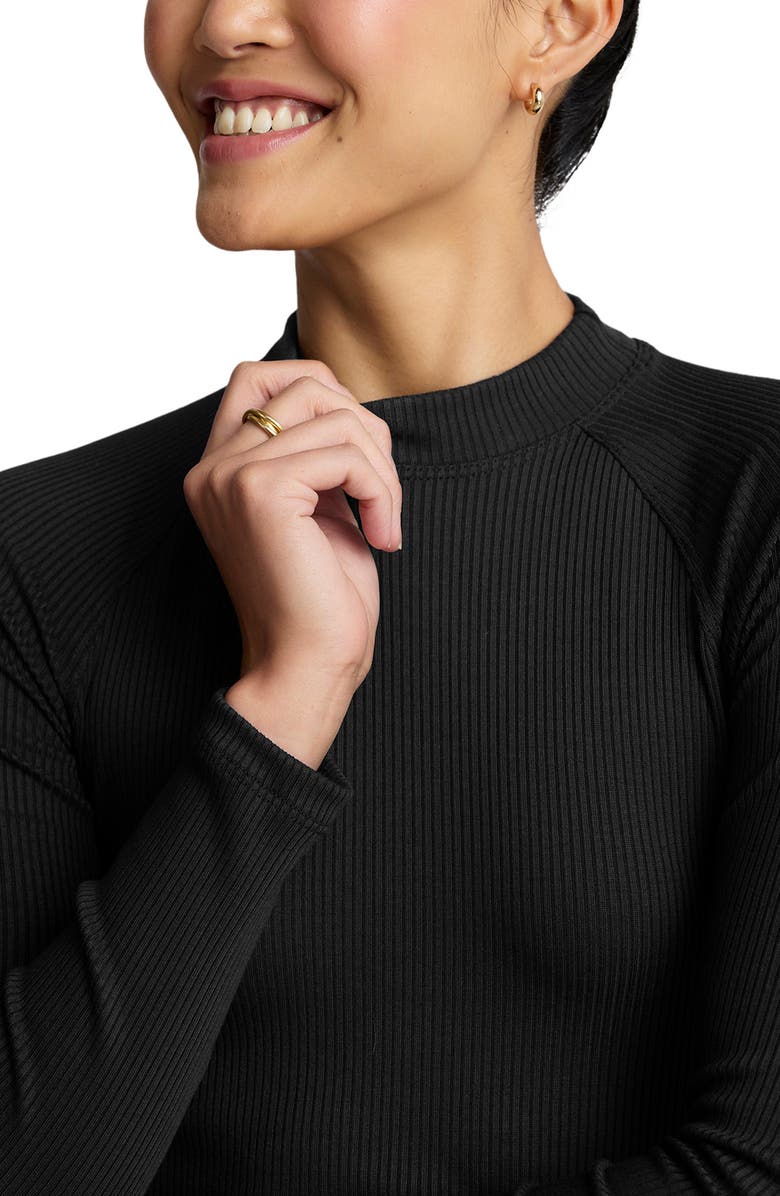 Beyond Yoga Contours Mock Neck Top, Alternate, color, Black