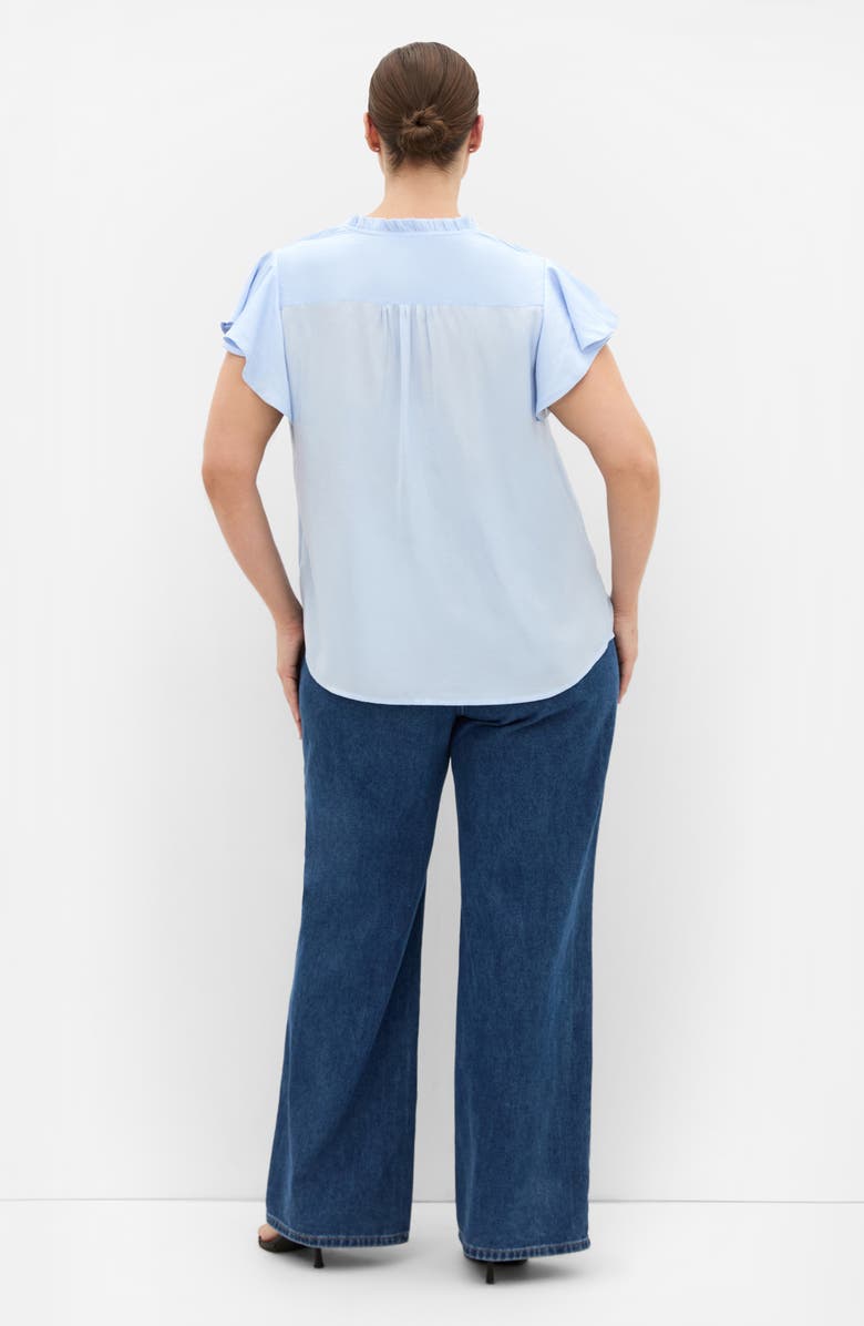 City Chic Drama Queen Woven Shirt, Alternate, color, Sky