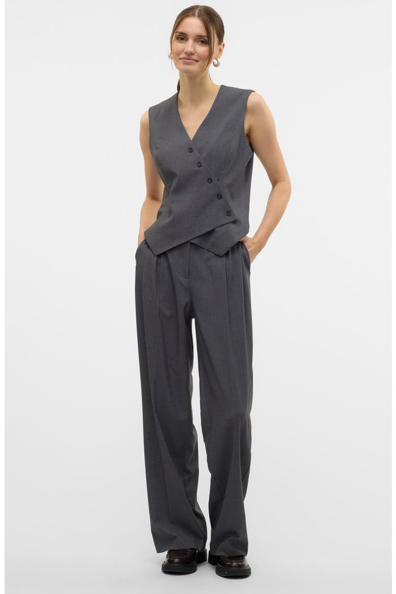 Liba Asymmetric Button Waistcoat, Alternate, color, DARK GREY MELANGE