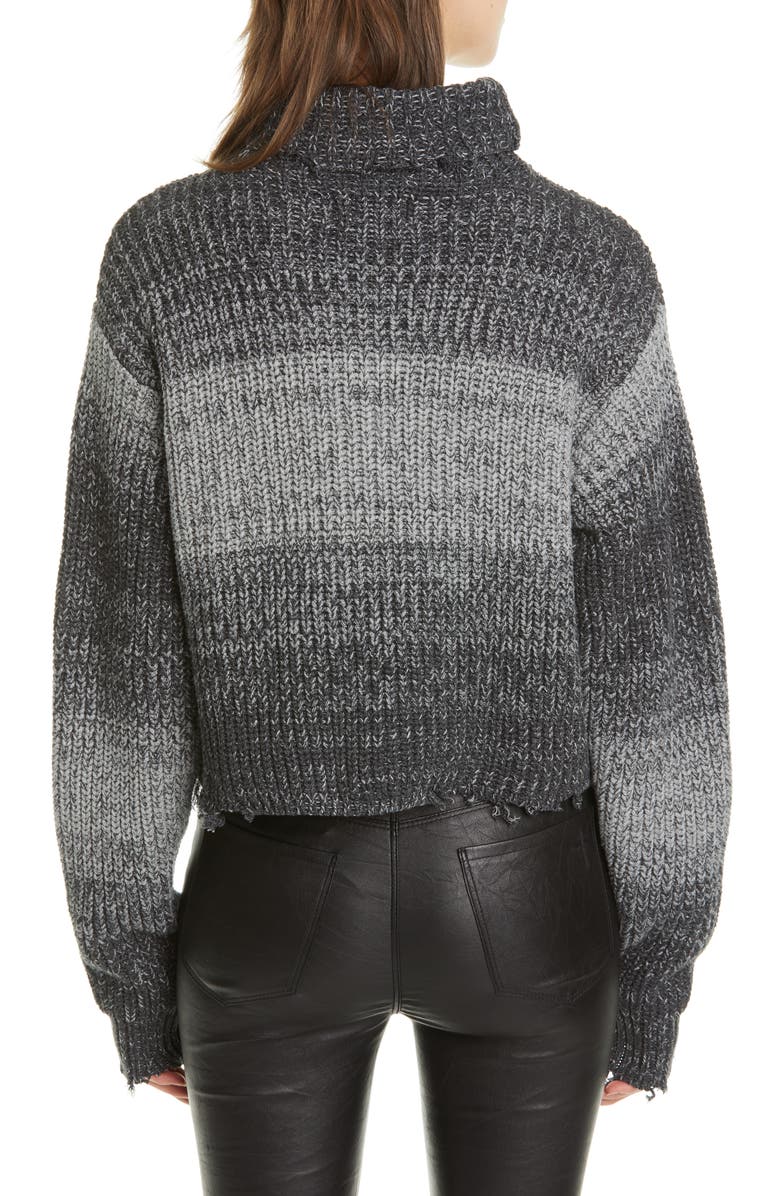 RtA Beau Stripe Distressed Cotton Turtleneck Sweater, Alternate, color,