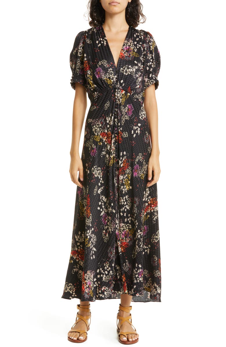 SALONI Lea Print Silk Maxi Dress, Main, color, 