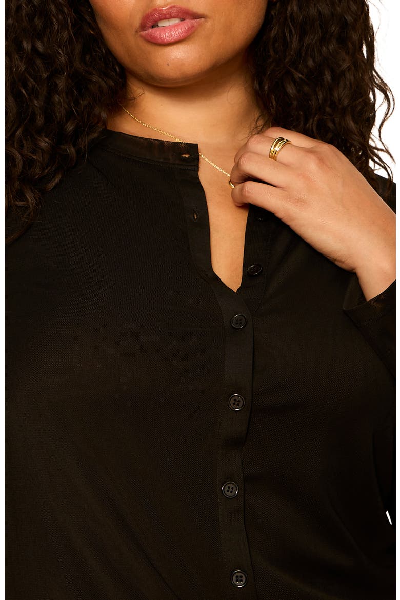Mesh Long Sleeve Cardigan, Alternate, color, BLACK