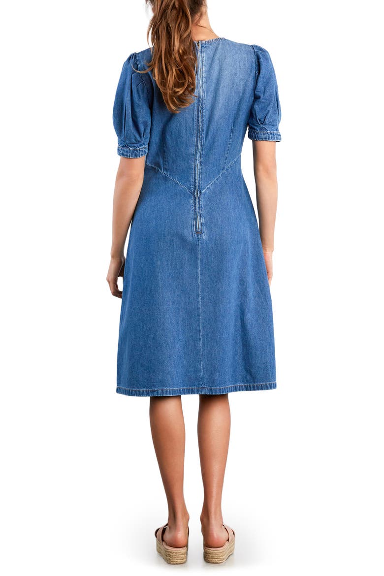 Blossom Puff Sleeve Denim Dress, Alternate, color, MALIBU BLUE