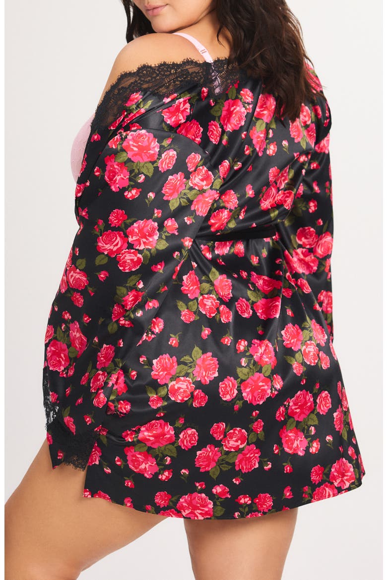 Nite Shade Short Sleep Robe, Alternate, color, HOT HEAVY PINK ROSY PASSIONS
