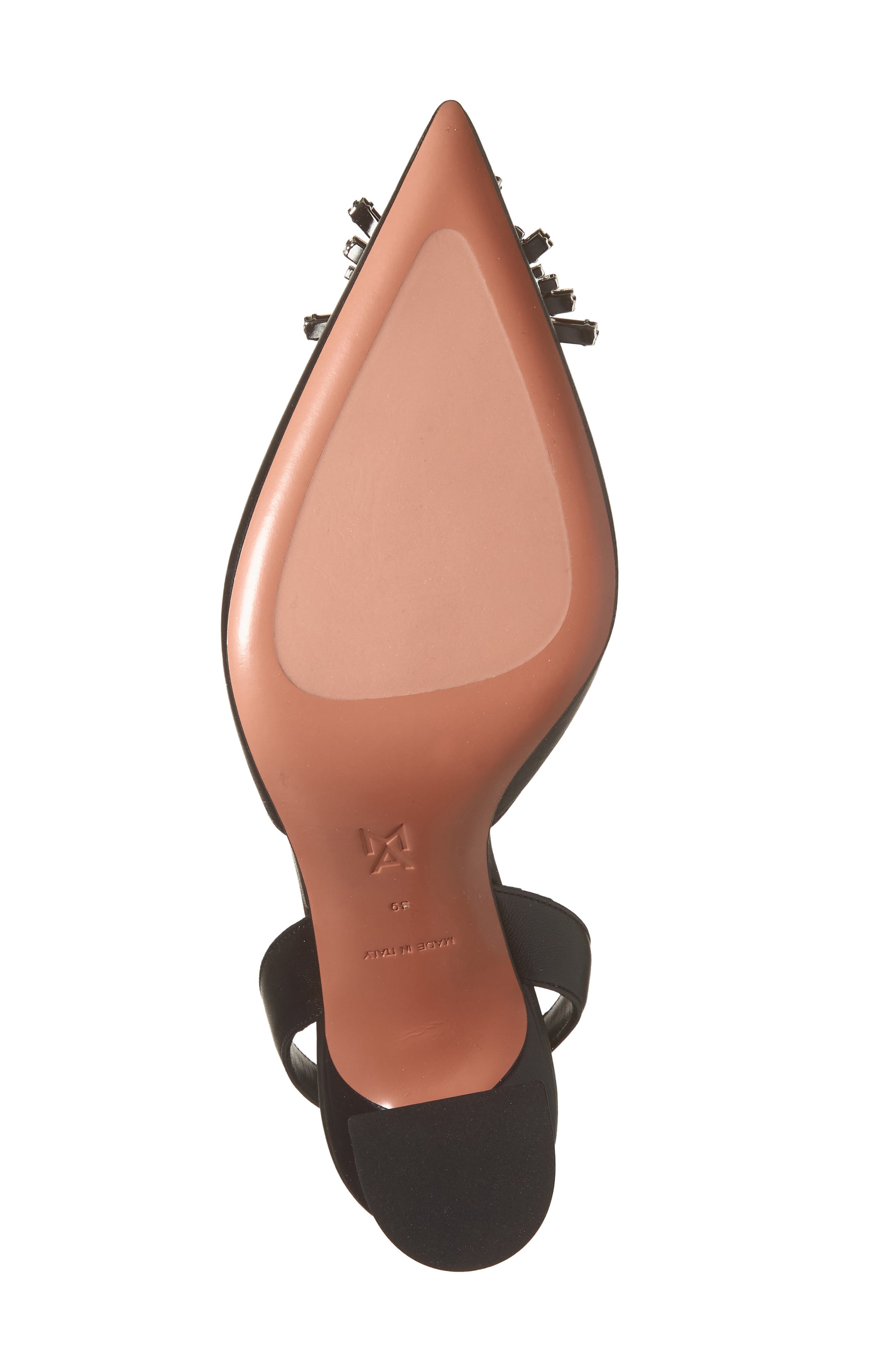 Amina Muaddi Begum Crystal Pointed Toe Slingback Pump, Alternate, color, Nappa Black