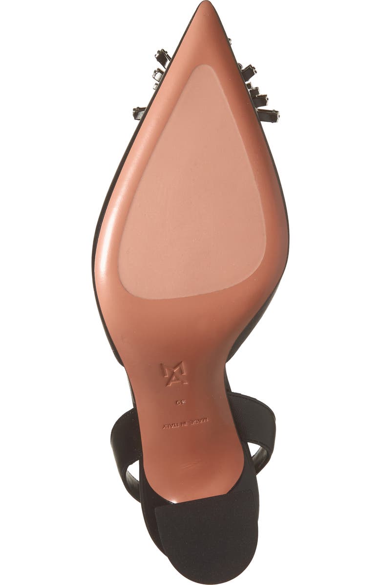 Amina Muaddi Begum Crystal Pointed Toe Slingback Pump, Alternate, color, Nappa Black