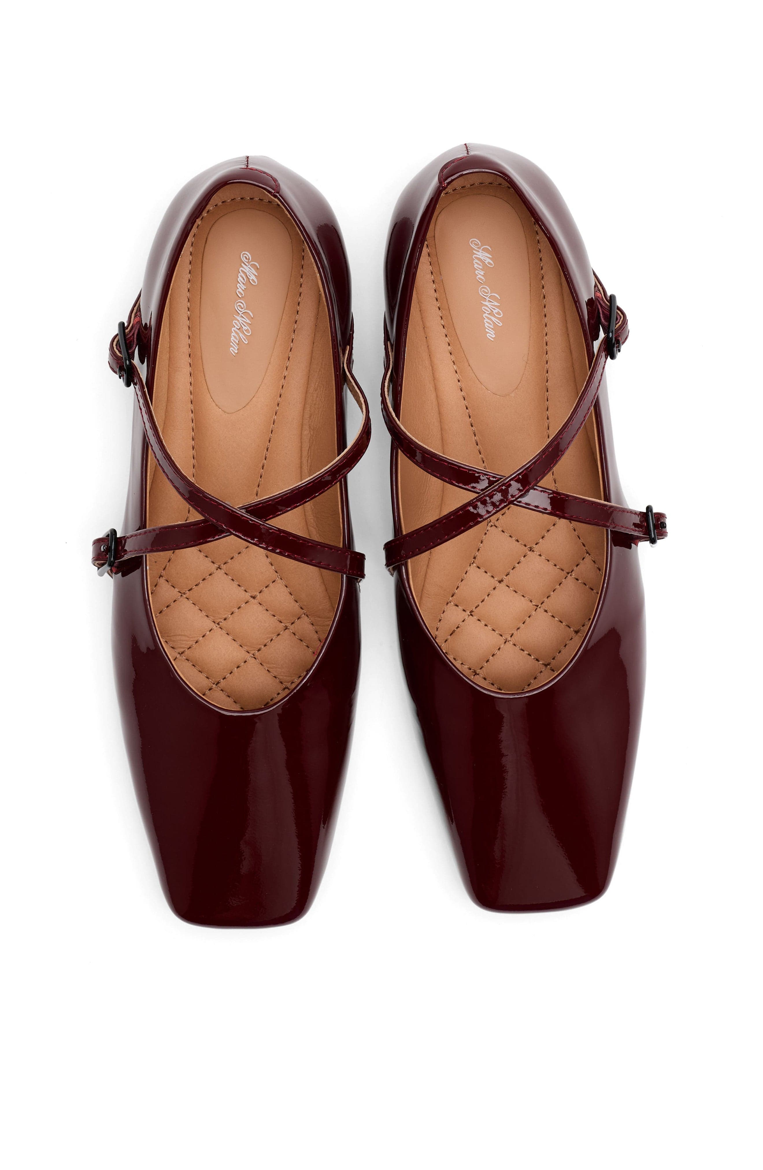 MARC NOLAN Billie Patent Leather Mary Jane Flats, Alternate, color, Burgundy